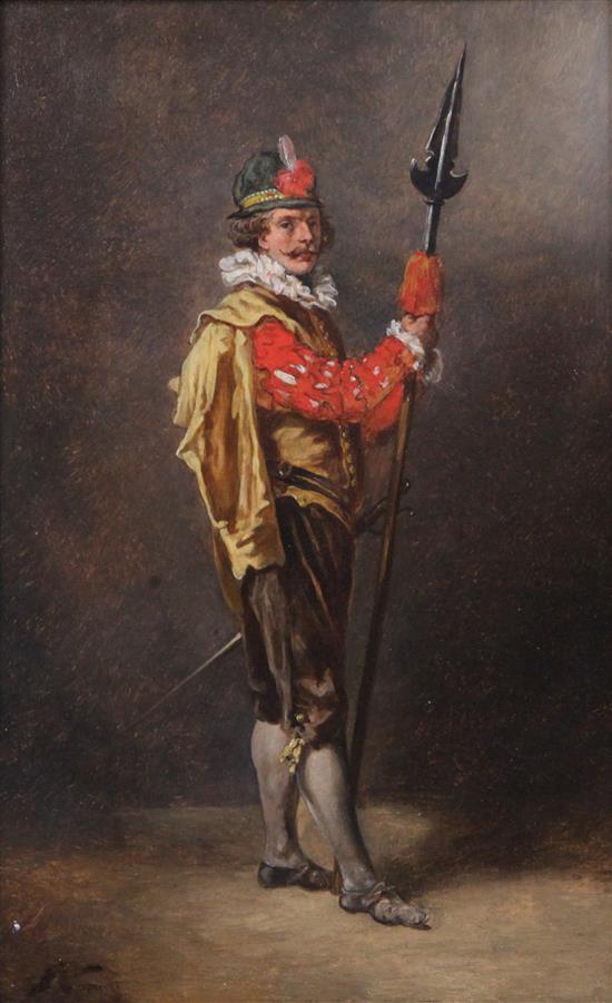 19th century Continental School Study of a 17th century guardsman 10.5 x 6.5in.
